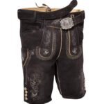 Kempten Midnight Black Lederhosen with Taupe Embroidery