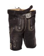 Kempten Midnight Black Lederhosen with Taupe Embroidery