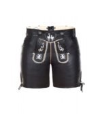 Women Deer Embroidery Black Lederhosen