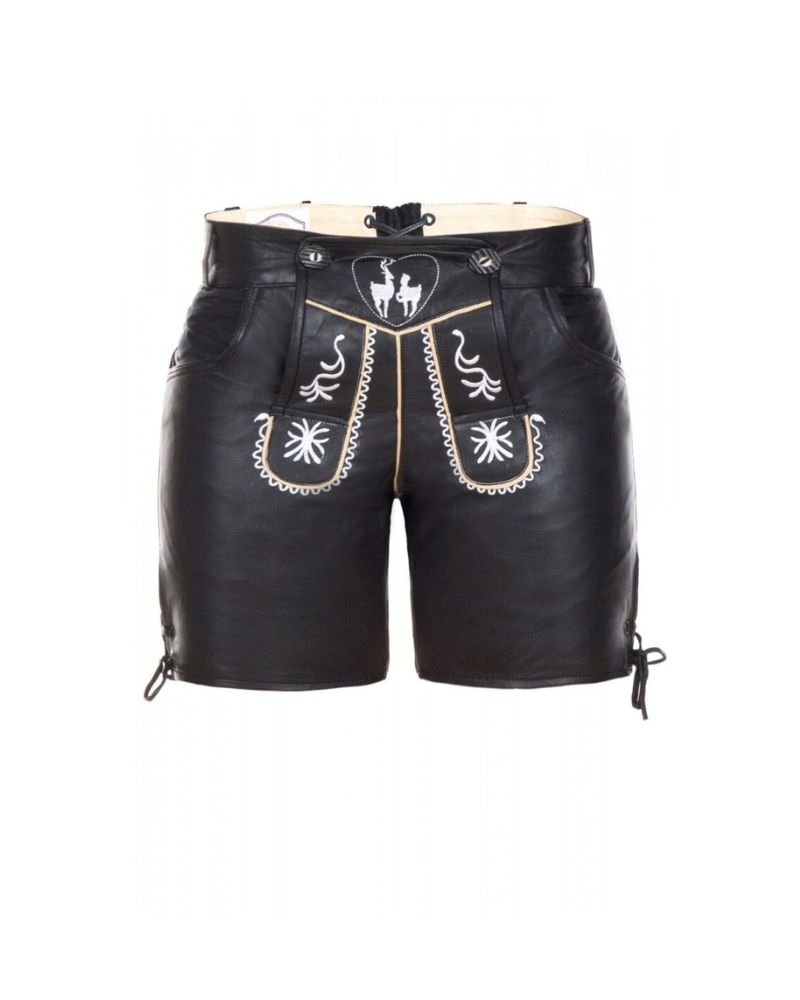 1 Women Deer Embroidery Black Lederhosen