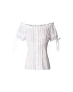 White Off-Shoulder Embroidered Oktoberfest Shirt