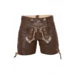 Passau Chocolate Brown Women Lederhosen with Traditional Embroidery