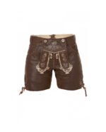 Passau Chocolate Brown Women Lederhosen with Traditional Embroidery