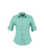 Alpine Green Checkered Trachten Shirt for Women