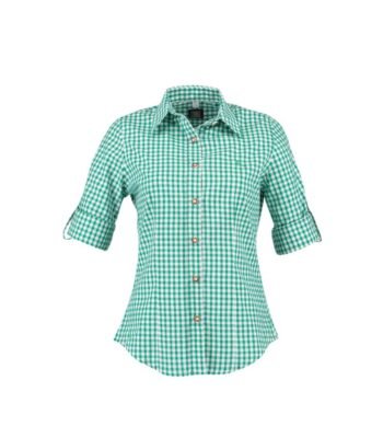 Alpine Green Checkered Trachten Shirt for Women