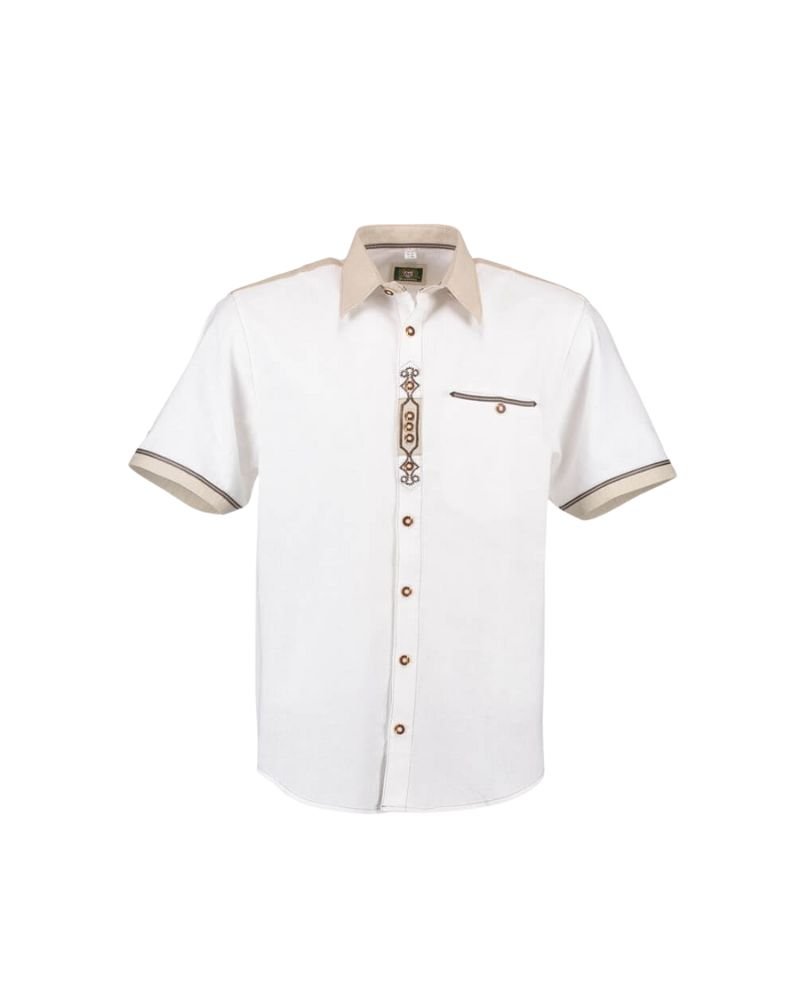 White Lederhosen Shirt with Beige Collar