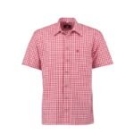 Traunstein Crimson Gingham Bavarian Shirt – Short-Sleeve Oktoberfest Wear