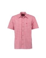 Traunstein Crimson Gingham Bavarian Shirt – Short-Sleeve Oktoberfest Wear