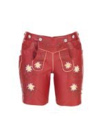 Kufstein Women’s Lederhosen – Cranberry Red Bavarian Leather