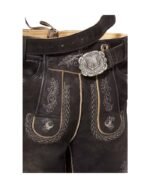 Kempten Midnight Black Lederhosen with Taupe Embroidery - Image 2