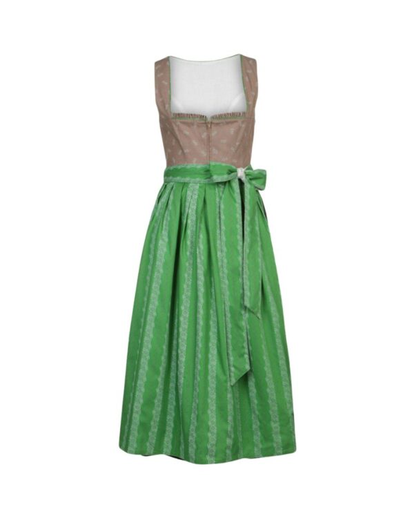 Kempten – Taupe & Apple Green Striped Traditional Dirndl