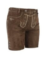 Women Authentic Bavarian Lederhosen Short Dark Brown