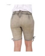 Vintage Olive Beige Women’s Lederhosen with Antique Rose Embroidery - Image 4
