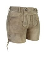Helga Sandstone Mist Women’s Lederhosen – Soft Bavarian Suede