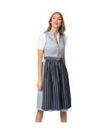 Tegernsee – Light Grey & Navy Striped Buttoned Midi Dirndl - Image 4