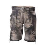 Alpenprinz Charcoal Grey Embroidered Lederhosen