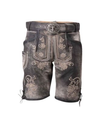 Alpenprinz Charcoal Grey Embroidered Lederhosen