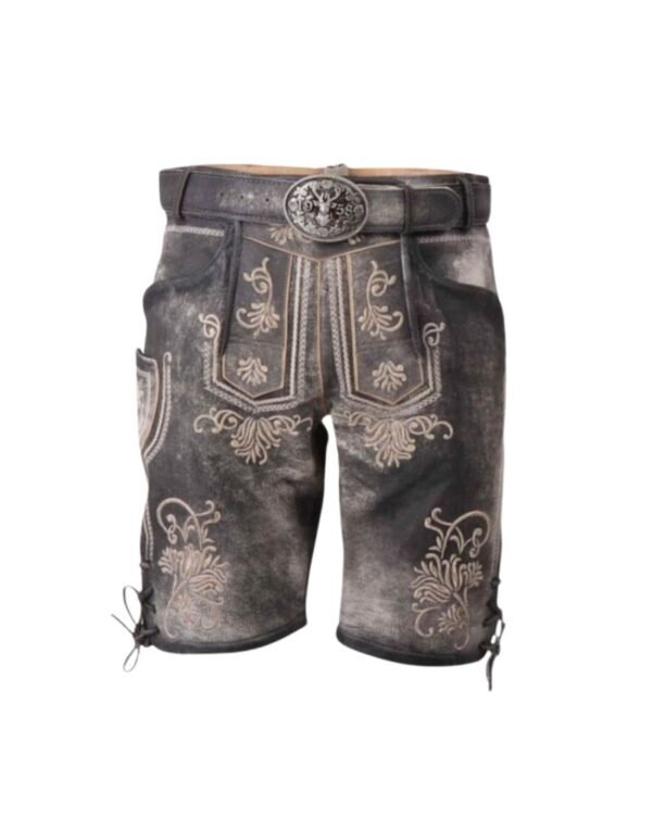 Alpenprinz Charcoal Grey Embroidered Lederhosen