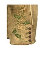 Alpine Green Embroidered Tan Suede Lederhosen – Bavarian Style - Image 3