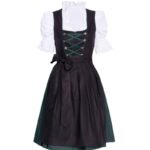 Elena Midi Cotton Dirndl – Green & Black Traditional Dress