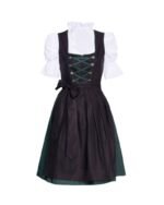 Elena Midi Cotton Dirndl – Green & Black Traditional Dress