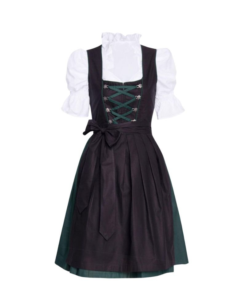 Anastasia Bavarian Nostalgic Midi Dirndl Elena Midi Cotton Dirndl – Green & Black Traditional Dress