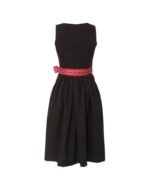 Freya – Brick Red Flower Striped Apron Midi Dirndl - Image 2