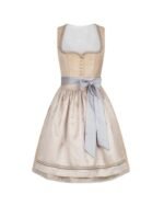 Pale Gold Mini Dirndl Dress with Silver Satin Bow