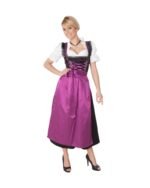 Black & Magenta Satin Lace-Up Dirndl Dress - Image 4
