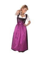 Black & Magenta Satin Lace-Up Dirndl Dress - Image 3