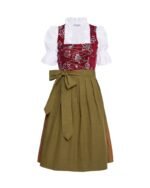 Olive Green & Rust Red Brocade Bodice Mini Dirndl - Image 2