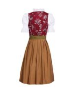 Olive Green & Rust Red Brocade Bodice Mini Dirndl - Image 3
