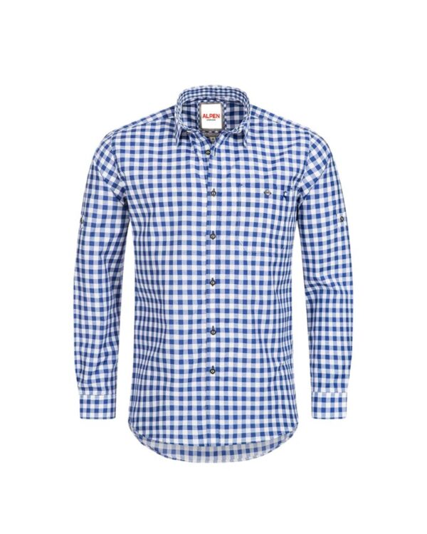 Rosenheim Blue Gingham Trachten Shirt