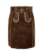 Chestnut Brown Embroidered Leather Skirt – Authentic Bavarian Goat Suede