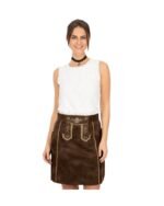 Chestnut Brown Embroidered Leather Skirt in Goat Suede - Image 4