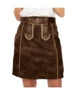 Chestnut Brown Embroidered Leather Skirt in Goat Suede - Image 5
