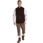 Brown Wool Embroidered German Waistcoat