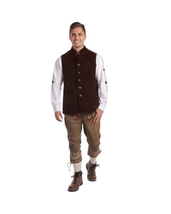 Brown Wool Embroidered German Waistcoat
