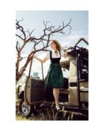 Emerald Green Velvet Mini Dirndl – Traditional Bodice Dress