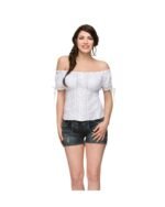 White Off-Shoulder Embroidered Oktoberfest Shirt - Image 2