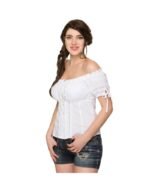 White Off-Shoulder Embroidered Oktoberfest Shirt - Image 3