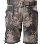 Charcoal Grey Embroidered Lederhosen