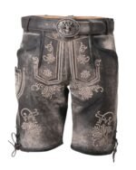 Charcoal Grey Embroidered Lederhosen