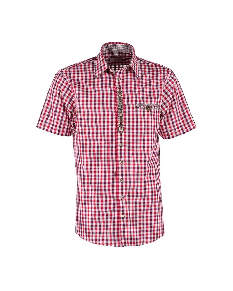 Passau Red Checkered Trachten Shirt – Traditional Bavarian Style