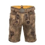 Matthias Stag Embroidered Kurze Lederhosen – Traditional Bavarian Shorts