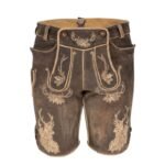 Golden Stag Chestnut Lederhosen with Antique Embroidery
