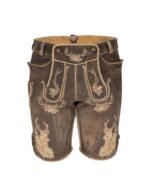 Golden Stag Chestnut Lederhosen with Antique Embroidery