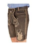 Golden Stag Chestnut Lederhosen with Antique Embroidery - Image 3