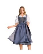 Darya – Storm Blue Velvet Buttoned Midi Dirndl - Image 2