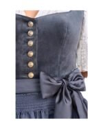 Darya – Storm Blue Velvet Buttoned Midi Dirndl - Image 5